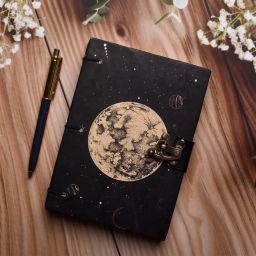 Leather Cardboard Moon Print Special Binding A5 Diary Notebook A5 Notebook Unruled 200 Pages-image-56