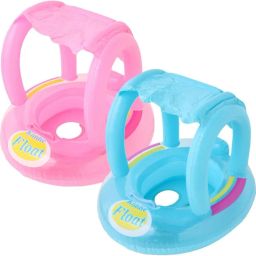 VWretails Baby Pool Float with Sunshade | Inflatable Toddler Swim Float with Safety Seat for Ages 3+ | Infant Training Bath Float for Pool Fun | Blue & Pink Swim Float(Pack of Any one Float) Swim Floatation Belt-picture-6