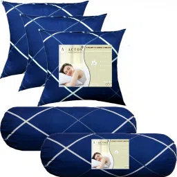 3 Cushion And 2 Microfibre Geometric Bolster Pack of 5-image-69