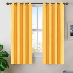 Yellow Polyester Solid 5 Ft Blackout Eyelet 2 Window Curtains By Deco Window-picture-29