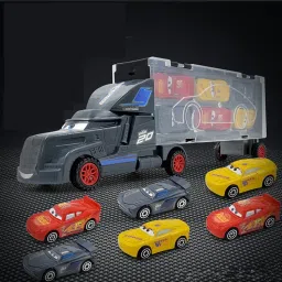 1*Carrier/Transport Truck With 6*Mini Metal Car Friction Truck Toy for Kids-34