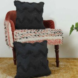 Black Woven Cotton 16 x 16 Inches Cushion Covers (Pack of 2) by Grhamoy-picture-41