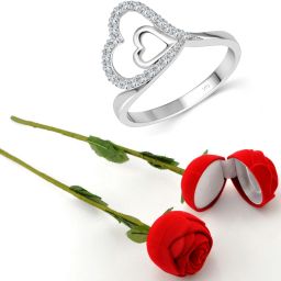 Scented Rose Box with Ring, Valentine's Day Stylish Ring, Gift for Girl Friend, Heart Ring, Love Ring, Propose Ring, Wedding Ring, Engagement Ring, Gift Ring, Friendship Day, Couple Ring, Rose Gift ring, for Women and Girls [Pack of- 1 Ring and 1 Scented Rose Box] Alloy Crystal, Cubic Zirconia Rhodium Plated Ring-image-46