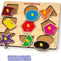 Learn Different Geometric Shape&Colors Puzzles Montessori Shapes Wooden Board-1