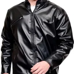 Men Solid Leather Jacket-image-99