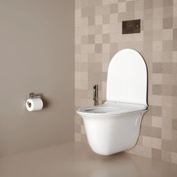 Blacno Two-Piece Rimless P-Trap Wall Hung Western Toilet | High-Grade Ceramic | Soft-close Seat | Washdown Flush | Rimless Western Commode | Wall Hung Western Commode-image-28