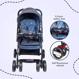 meemee Compact Fold, Adjustable Canopy, Reversible Handle, 5-Point Harness Pram image 4