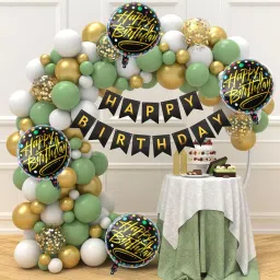 Happy Birthday Olive Green Balloon Arch-image-65