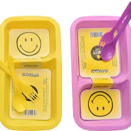 Return Gift In Bulk 2 Compartment Lunch Plates / Snacks Plates For Kids (2 Pcs)- Plastic-picture-20