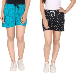 Pack of 2 Printed Women Dark Blue, Black Beach Shorts, Gym Shorts, Night Shorts, Regular Shorts, Basic Shorts, Running Shorts, Sports Shorts, Cycling Shorts-image-87