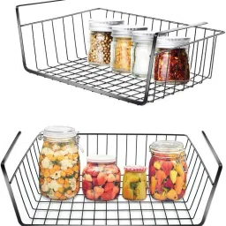 Stainless Steel Under Shelf Storage Basket Rack Organizer For Kitchen Office Multipurpose Storage Basket-image-87