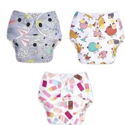 Reusable Button Diaper Multi Color Pack of 3 Diaper & 3 Black 5 layer Insert-13