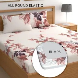 350 TC Cotton, Microfiber King Striped Fitted (Elastic) Bedsheet-image-81