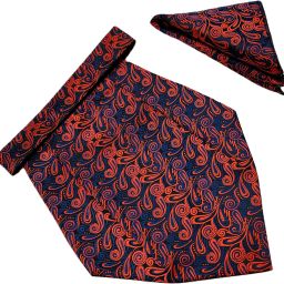 VOICI Men's Paisley Red & Blue Color Pocket Square Cravat-image-71