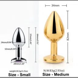 purvish Non-Vibrating | Golden Plug Massager Medium Size | Silver Plug Massager Small Size | Relaxation and two Set of size for Compatibility (1 GOLDEN + 1 SILVER) Massager image 2