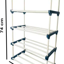 quarck 4Tiers Book Shelf Plastic Rack With Cover Wardrobe Portable Multipurpose Folding Plastic Open Book Shelf image 4
