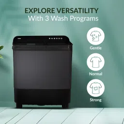 haier 10 kg Toughened Glass, Anti Bacterial Vortex Pulsator, 1300 RPM, Spray Function, Wash Programs, Magic Filter, Rat Mesh Semi Automatic Top Load with In-built Heater Black, Grey image 4