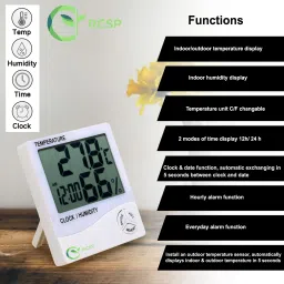 RCSP Indoor Outdoor Wall-Mounted Thermometer, Celsius and Fahrenheit Display Digital Compact, Easy-to-Read Design For Home & Office Use Thermometer image 3
