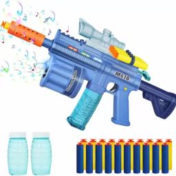 3 in 1 Gun, Soft Foam Dart Gun, Gel Blaster & Bubble Gun Toy with Light & Music Guns & Darts-image-12