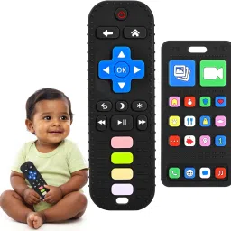 Teething Toys for Babies 3-18 Months| Silicone Phone & Remote, BPA Free Chew Toy Teether-image-50