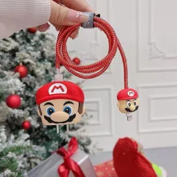 BeeNex Charger Case Cover for iPhone 18W-20W, 3D Cute Mario Design, Spiral Cable Protector-image-95
