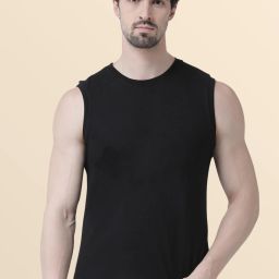Men Black Plain Casual sleeveless Tank T-shirt Men Vest-image-86