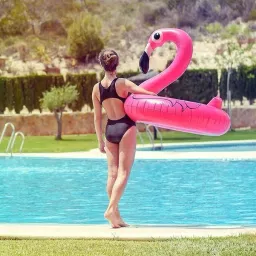 crazyabbs Flamingo Inflatable Pool Floats, Pool Tubes Swimming Ring Pink Pool Float Inflatable Swimming Safety Tube image 4