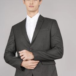 Men Solid Single Breasted Casual Blazer-image-7