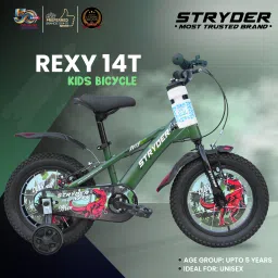 Rexy 14T Kids Bicycle with Dino-Themed Design, Bottle Holder & Support Wheels | 14 T (inch) BMX Cycle-18