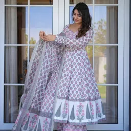 Floral Print Rayon Blend Stitched Anarkali Gown-image-45