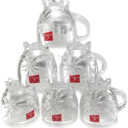 Pack of 6 Glass BLINKMAX Transparent Flower Design Tea Cup Coffee Cup Set Made of Glass 155 ml-image-2