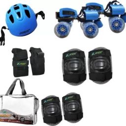 Brillient Delite Blue Senior Skates Combo (skates+helmet+knee+elbow+wrist+sipper+bag)suitable for age 6 to 14 years Skating Kit-image-2
