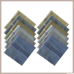 LYSOO (12-Pcs) Light Colour Cotton Handkerchiefs for Men – Soft & Skin-Friendly ["Multicolor"] Handkerchief-picture-48