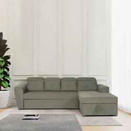 woodsworth from pepperfry Impero Fabric LHS Pull-Out Sofa Cum Bed in Sandy Brown Colour with Storage-picture-36