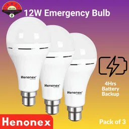 henonex Pack of 3 – 12W LED Emergency Bulbs with Automatic Charging 2 hrs Bulb Emergency Light-picture-49