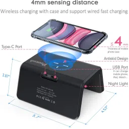 SOLUTIONS-365 Wireless Digital Charging for iPhone Samsung Galaxy & Digital Alarm Clock Charging Pad-21