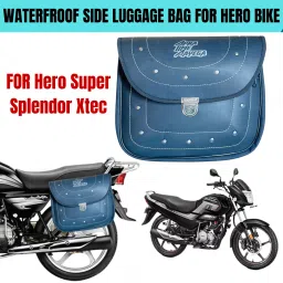 SIDE LUGGAGE BAG FOR HERO BIKE Saddle Bag Black Leatherette Motorbike Saddlebag-image-34