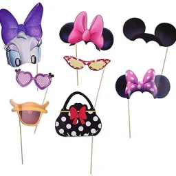 Minnie Mouse Theme Photo Props - Birthday Party Supplies 8Pcs Photo Booth Board-image-70