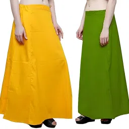 TrendingTrading Haldi Yellow & Mehandi Green Saree Lehenga Petticoat for Women with Drawstring Pure Cotton Petticoat-15