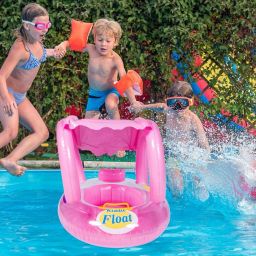 VWretails Baby Pool Float with Sunshade | Inflatable Toddler Swim Float with Safety Seat for Ages 3+ | Infant Training Bath Float for Pool Fun | Blue & Pink Swim Float(Pack of Any one Float) Swim Floatation Belt image 5