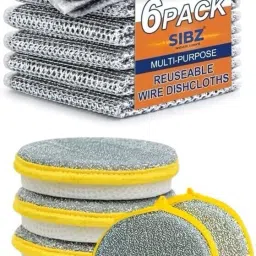6 PCS Wire Dishwashing Rag Dish Cloth & 6 PCS Double Sided Dish Scrubber Sponge Scrub Pad-18
