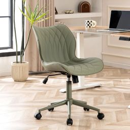 3 Year Warranty Armless Desk Chair Comfy Office Chair with Wheels Leatherette Office Executive Chair-image-71