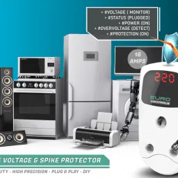 euro SVP-16 16 Amp Digital Adjustable Under/Over Voltage Protector & Spike Protector Socket Voltage Guard with Display Time Delay & India Compatible socket & Plug image 4