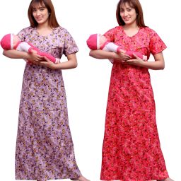 Women Maternity/Nursing Nighty-image-2
