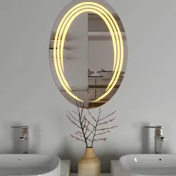 Led Mirror for bathroom ovel shape Wash Basin|| Size 18x24, Bedroom Bathroom Mirror-image-29