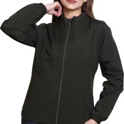 AZF Stylish Zipper Windcheater Jacket Solid Women Wind Cheater-image-0