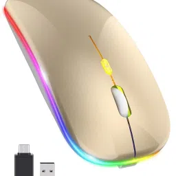 MARS Wireless Optical Mouse RGB GOLD Silent Buttons, 2.4 GHz with USB 3.0 Receiver Wireless Optical Gaming Mouse with Bluetooth-2