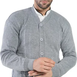 life and style Men Self Design V Neck Grey Sweater-picture-17