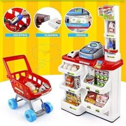 Shopping Cart and Sound Effects, Pretend Play Kitchen Set Kids-image-38