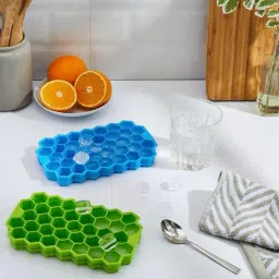 vistora living Silicone Ice Cube Tray – Flexible Ice Mold for Freezer – Easy Release Ice Maker Blue, Green Silicone Ice Cube Tray image 4